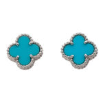 ヴァンクリーフ&アーペル スウィート アルハンブラ ピアス ホワイトゴールド/シルバー/ターコイズブルー 中古 (Van Cleef&Arpels Sweet Alhambra Pierce)/ Ref.VCARA44500 レディース